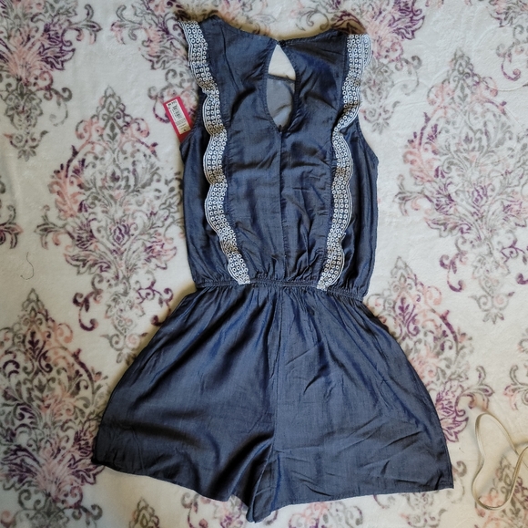 Chambray Ruffle Romper - Picture 2 of 2